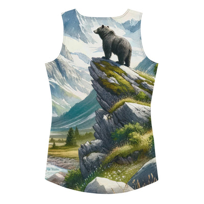 Aquarellmalerei eines Bären und der sommerlichen Alpenschönheit mit schneebedeckten Ketten - Damen Tanktop (All-Over Print) camping xxx yyy zzz