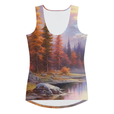 Landschaftsmalerei - Berge, Bäume, Bergsee und Herbstfarben - Damen Tanktop (All-Over Print) berge xxx