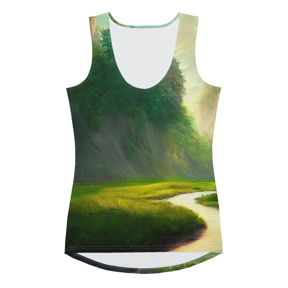 Bach im tropischen Wald - Landschaftsmalerei - Damen Tanktop (All-Over Print) camping xxx