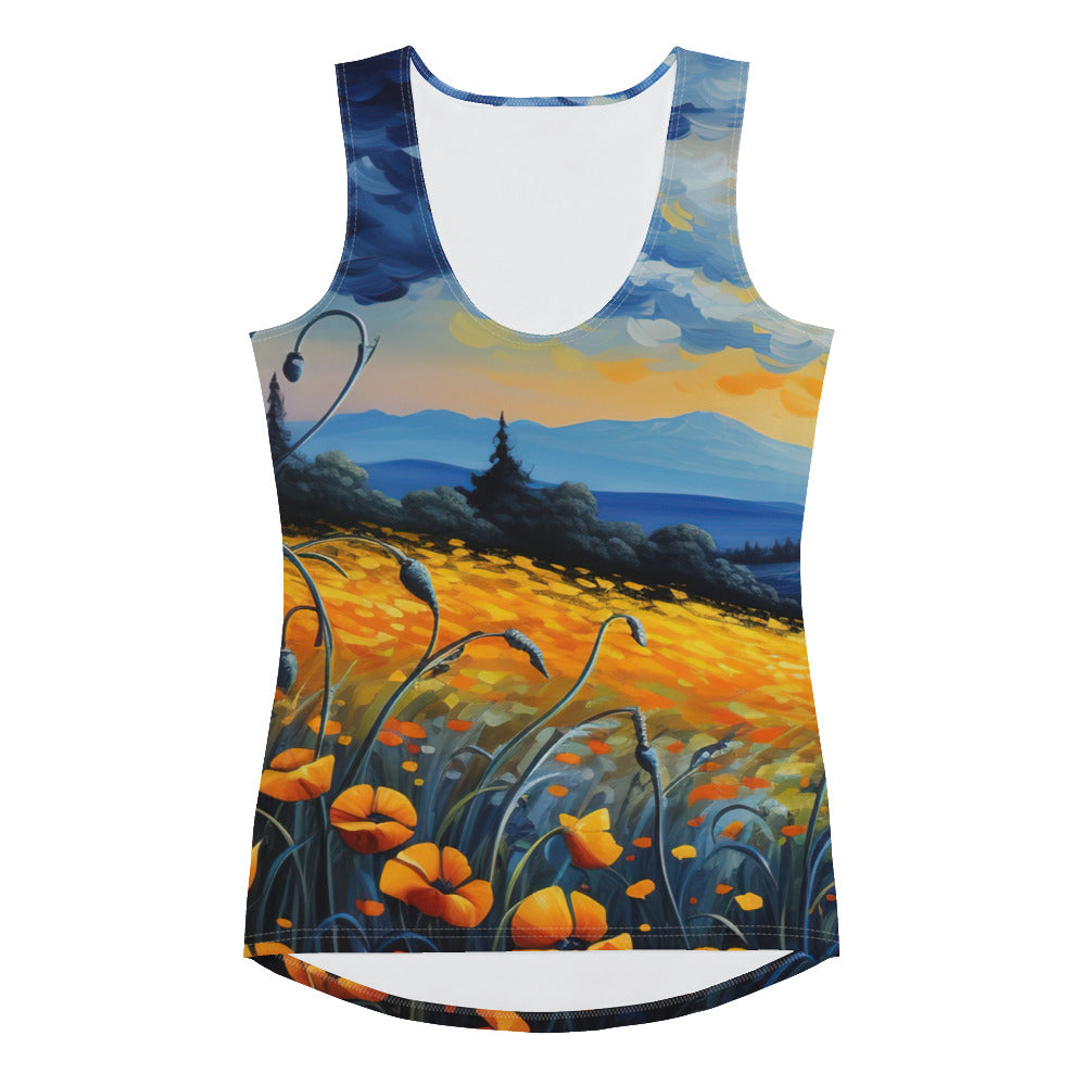 Berglandschaft mit schönen gelben Blumen - Landschaftsmalerei - Damen Tanktop (All-Over Print) berge xxx
