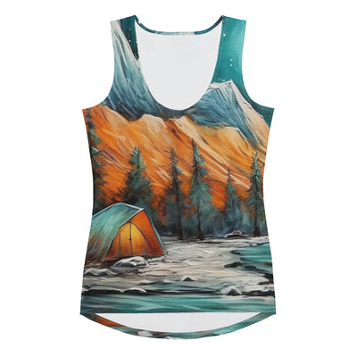 Berglandschaft und Zelte - Nachtstimmung - Landschaftsmalerei - Damen Tanktop (All-Over Print) camping xxx