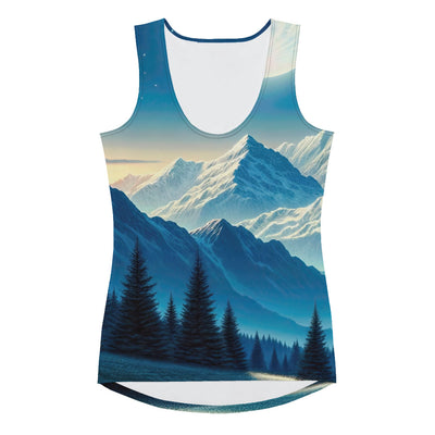 Klare frühlingshafte Alpennacht mit Blumen und Vollmond über Schneegipfeln - Damen Tanktop (All-Over Print) berge xxx yyy zzz