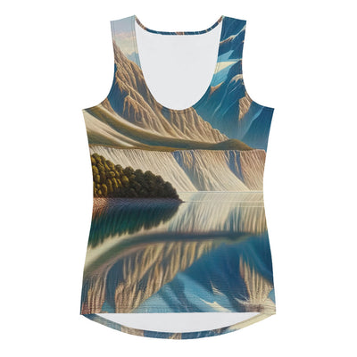 Ölgemälde eines unberührten Sees, der die Bergkette spiegelt - Damen Tanktop (All-Over Print) berge xxx yyy zzz