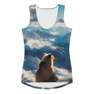 Foto der Alpen im Winter mit Bären auf dem Gipfel, glitzernder Neuschnee unter der Sonne - Damen Tanktop (All-Over Print) camping xxx yyy zzz