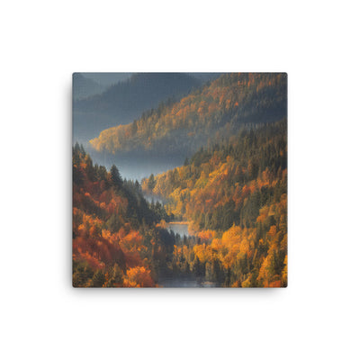 Berge, Wald und Nebel - Malerei - Leinwand berge xxx 30.5 x 30.5 cm
