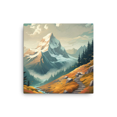 Berge, Wald und Wanderweg - Malerei - Leinwand berge xxx 30.5 x 30.5 cm