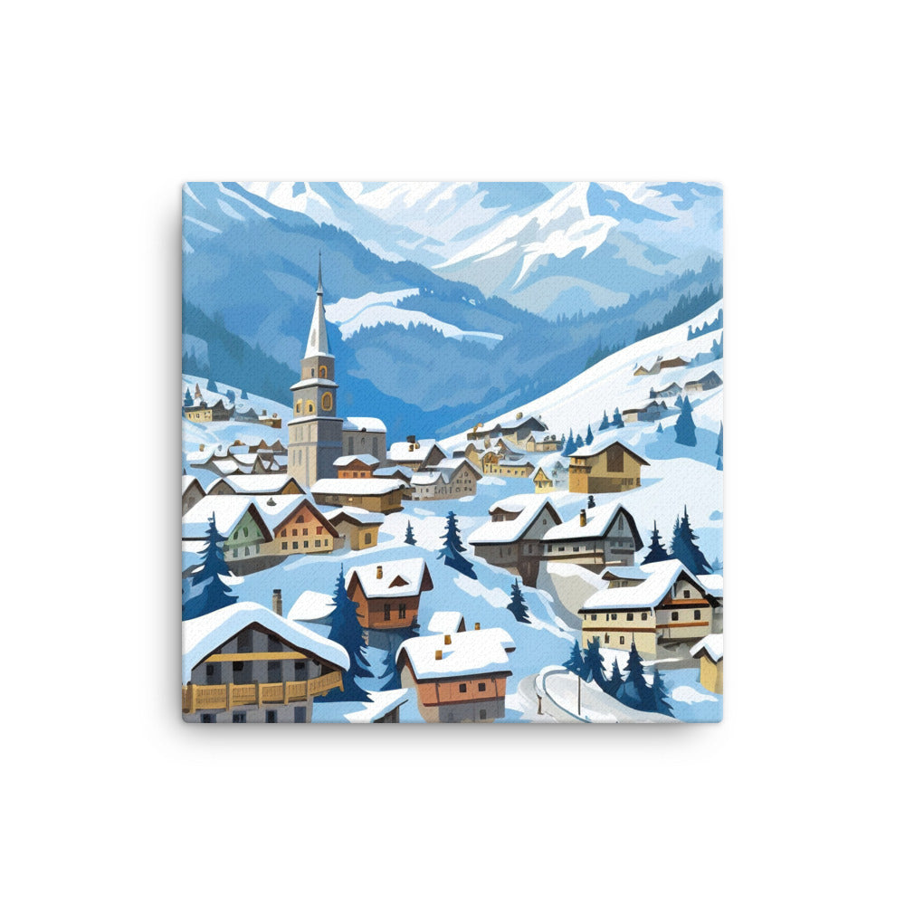Kitzbühl - Berge und Schnee - Landschaftsmalerei - Leinwand ski xxx 30.5 x 30.5 cm