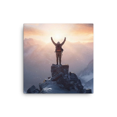 Mann auf der Spitze eines Berges - Landschaftsmalerei - Leinwand berge xxx 30.5 x 30.5 cm