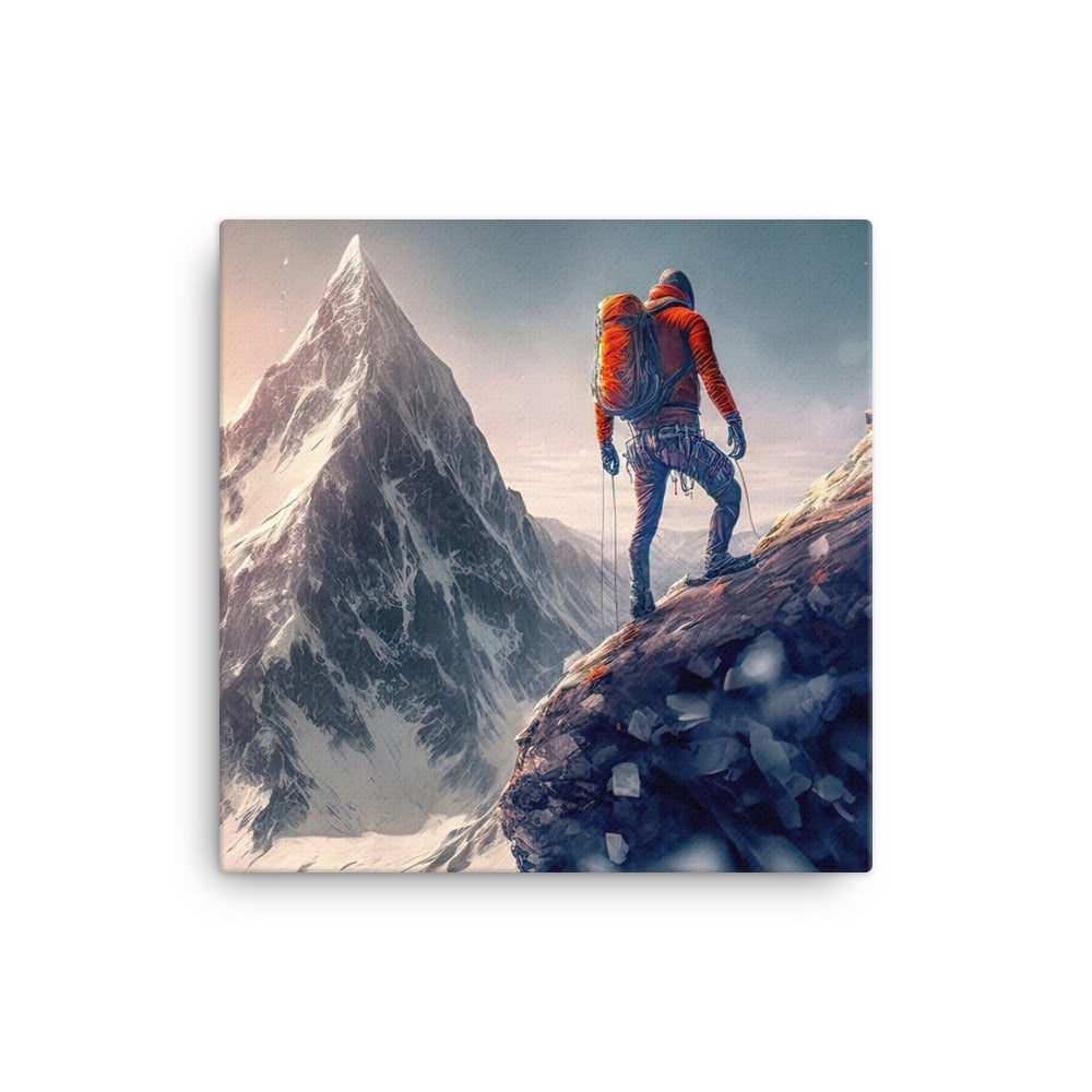 Bergsteiger auf Berg - Epische Malerei - Leinwand klettern xxx 30.5 x 30.5 cm
