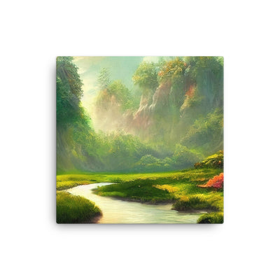 Bach im tropischen Wald - Landschaftsmalerei - Leinwand camping xxx 30.5 x 30.5 cm