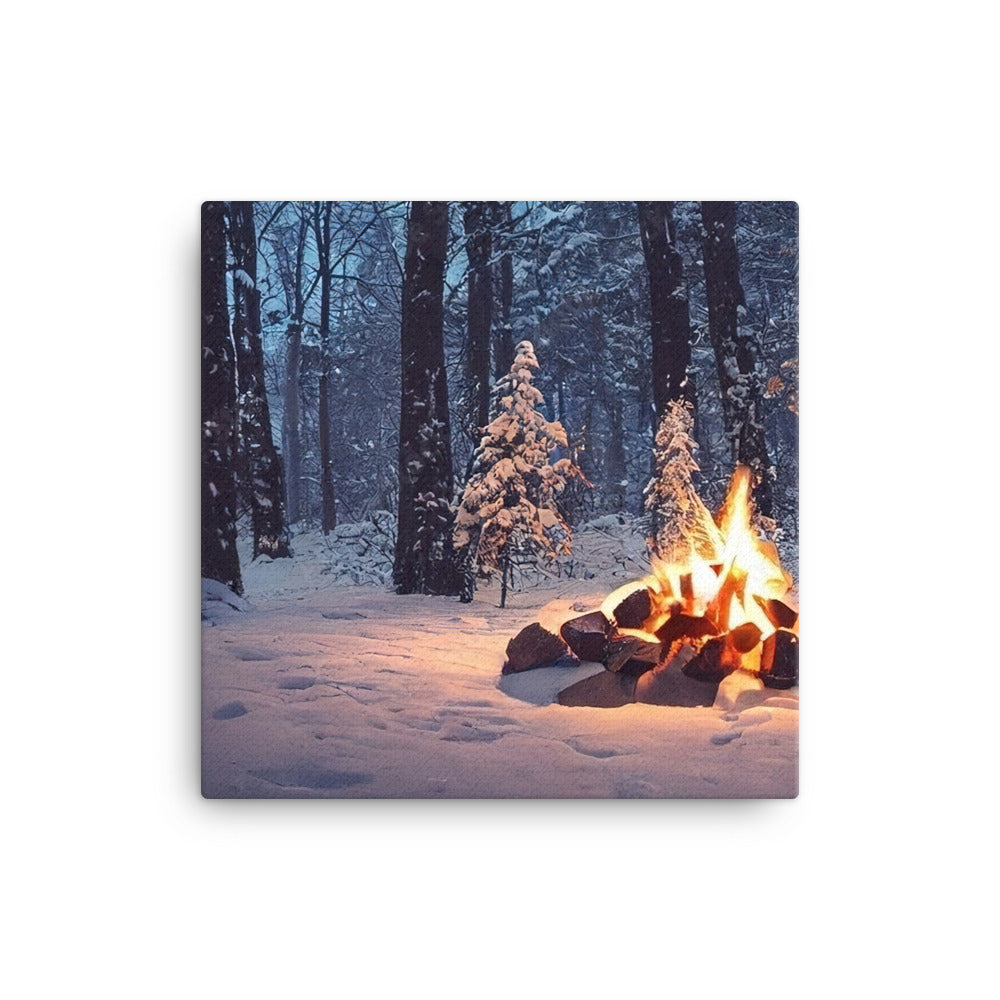 Lagerfeuer im Winter - Camping Foto - Leinwand camping xxx 30.5 x 30.5 cm