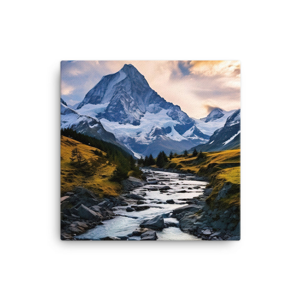 Berge und steiniger Bach - Epische Stimmung - Leinwand berge xxx 30.5 x 30.5 cm