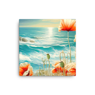 Blumen, Meer und Sonne - Malerei - Leinwand camping xxx 30.5 x 30.5 cm