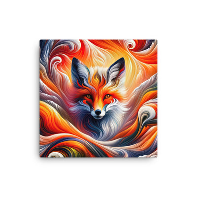 Abstraktes Kunstwerk, das den Geist der Alpen verkörpert. Leuchtender Fuchs in den Farben Orange, Rot, Weiß - Leinwand camping xxx yyy zzz 30.5 x 30.5 cm