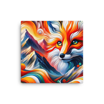 Abstrakte Kunst der Alpen voller lebendiger Farben und dynamischer Bewegung. Es dominiert ein farbiger Fuchs - Leinwand camping xxx yyy zzz 30.5 x 30.5 cm