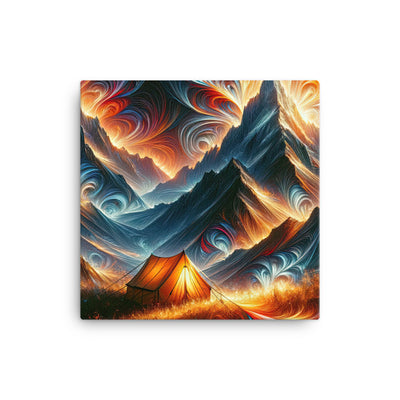 Abstrakte Kunst der Alpen, wo die Berge mit dynamischen Farben und Mustern pulsieren und eine Szene Energie schaffen - Leinwand camping xxx yyy zzz 30.5 x 30.5 cm