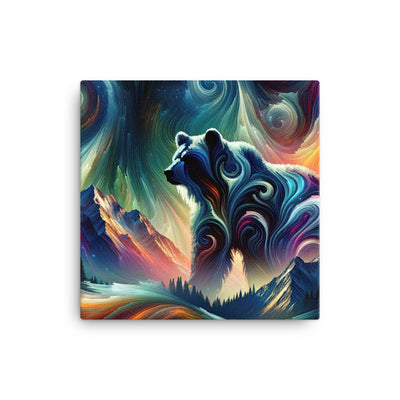 Abstrakte Kunst, die majestätischen Alpen mit Farben und komplizierten Mustern darstellt. Markante Bären Silhouette - Leinwand camping xxx yyy zzz 30.5 x 30.5 cm