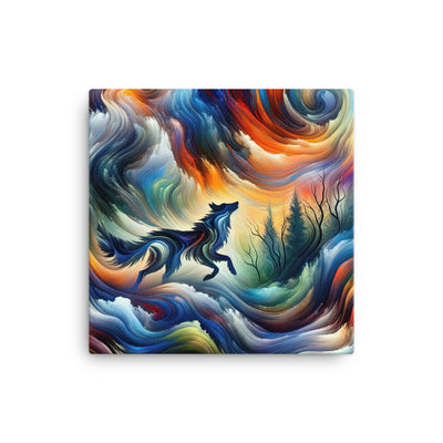 Alpen Abstraktgemälde mit Wolf Silhouette in lebhaften Farben (AN) - Leinwand xxx yyy zzz 30.5 x 30.5 cm
