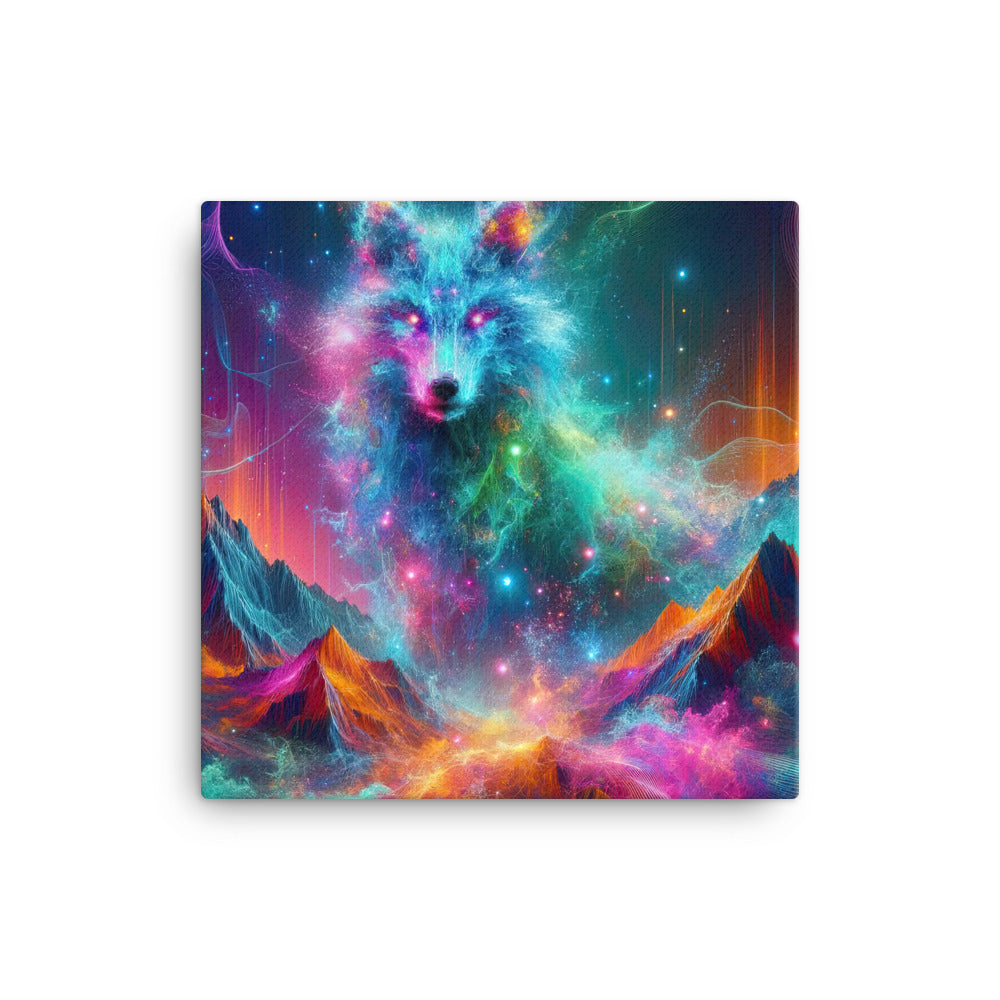 Alpen und Wolf: Lebendige Farben und schimmernde Lichtpartikel (AN) - Leinwand xxx yyy zzz 30.5 x 30.5 cm