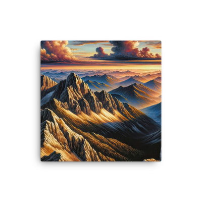 Alpen in Abenddämmerung: Acrylgemälde mit beleuchteten Berggipfeln - Leinwand berge xxx yyy zzz 30.5 x 30.5 cm