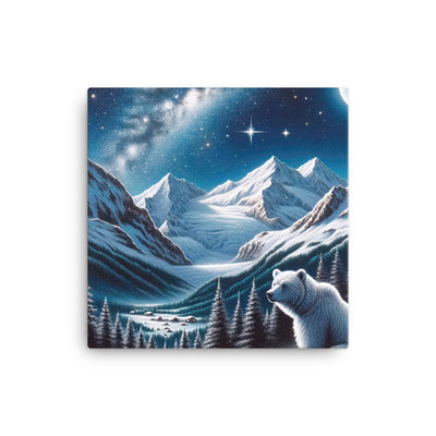 Sternennacht und Eisbär: Acrylgemälde mit Milchstraße, Alpen und schneebedeckte Gipfel - Leinwand camping xxx yyy zzz 30.5 x 30.5 cm