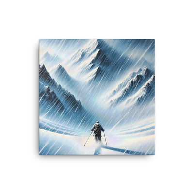 Wanderer und Bergsteiger im Schneesturm: Acrylgemälde der Alpen - Leinwand wandern xxx yyy zzz 30.5 x 30.5 cm
