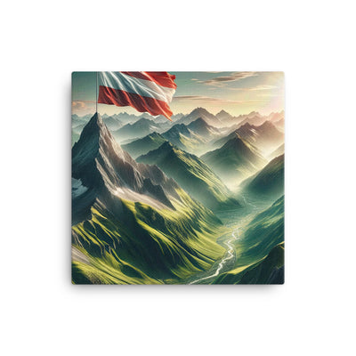 Alpen Gebirge: Fotorealistische Bergfläche mit Österreichischer Flagge - Leinwand berge xxx yyy zzz 30.5 x 30.5 cm