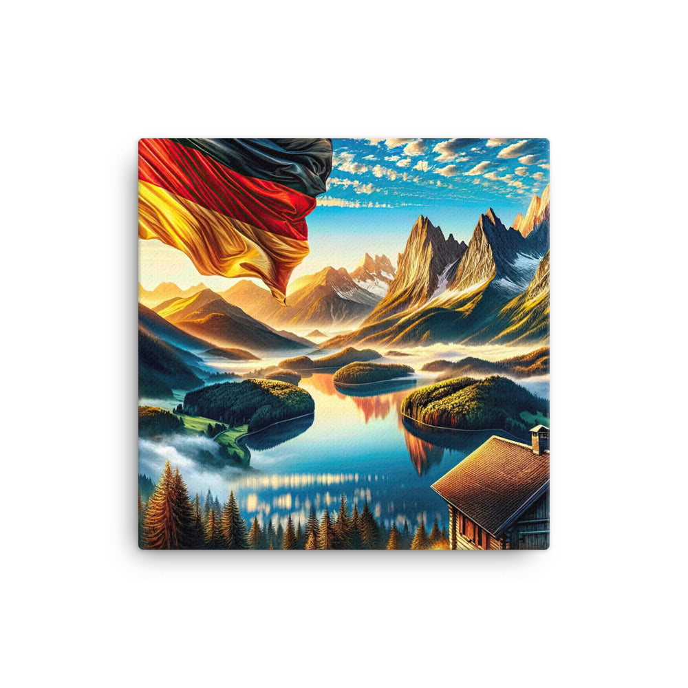 Alpen Gebirge im Morgenlicht: Kunstwerk mit Deutsche Flagge - Leinwand berge xxx yyy zzz 30.5 x 30.5 cm