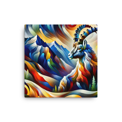 Alpiner Steinbock: Abstrakte Farbflut und lebendige Berge - Leinwand berge xxx yyy zzz 30.5 x 30.5 cm