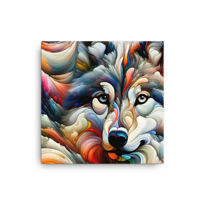 Abstrakte Kunst der Alpen mit einem Wolf. Chaotischer Tanz aus Farben und Formen. Surreale Landschaft (AN) - Leinwand xxx yyy zzz 30.5 x 30.5 cm