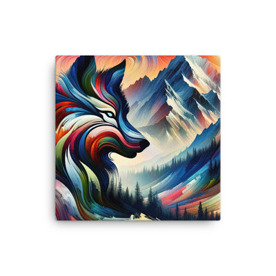 Abstrakte Kunst der Alpen mit majestätischer Wolfssilhouette. Lebendige, wirbelnde Farben, unvorhersehbare Muster (AN) - Leinwand xxx yyy zzz 30.5 x 30.5 cm