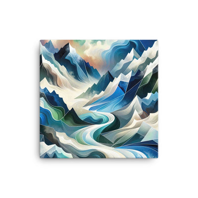 Abstrakte Kunst der Alpen, die geometrische Formen verbindet, um Berggipfel, Täler und Flüsse im Schnee darzustellen. . - Leinwand berge xxx yyy zzz 30.5 x 30.5 cm