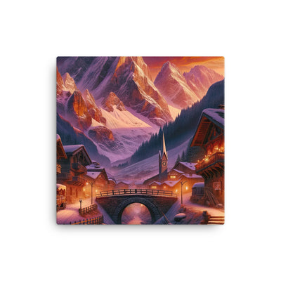 Magische Alpenstunde: Digitale Kunst mit warmem Himmelsschein über schneebedeckte Berge - Leinwand berge xxx yyy zzz 30.5 x 30.5 cm