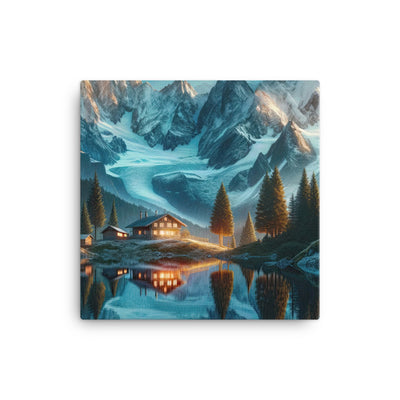 Stille Alpenmajestätik: Digitale Kunst mit Schnee und Bergsee-Spiegelung - Leinwand berge xxx yyy zzz 30.5 x 30.5 cm