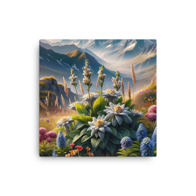 Alpine Flora: Digitales Kunstwerk mit lebendigen Blumen - Leinwand berge xxx yyy zzz 30.5 x 30.5 cm