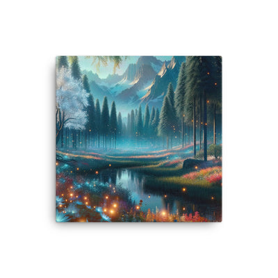 Ätherischer Alpenwald: Digitale Darstellung mit leuchtenden Bäumen und Blumen - Leinwand camping xxx yyy zzz 30.5 x 30.5 cm