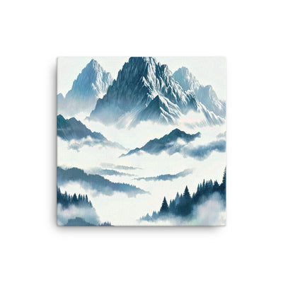 Nebeliger Alpenmorgen-Essenz, verdeckte Täler und Wälder (B) - Canvas (in) xxx yyy zzz 12″×12″