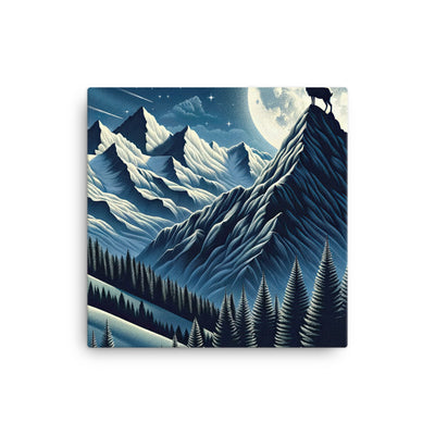 Steinbock in Alpennacht, silberne Berge und Sternenhimmel (B) - Canvas (in) xxx yyy zzz 12″×12″