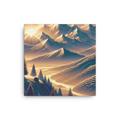 Alpen-Morgendämmerung, erste Sonnenstrahlen auf Schneegipfeln - Leinwand berge xxx yyy zzz 30.5 x 30.5 cm