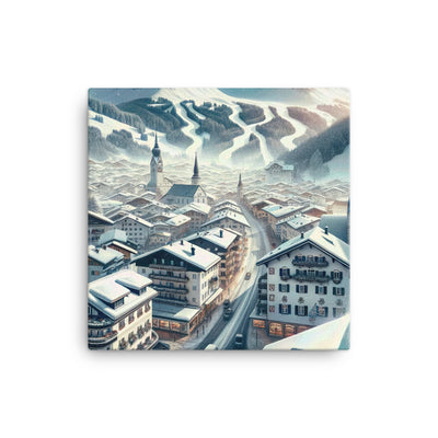 Winter in Kitzbühel: Digitale Malerei von schneebedeckten Dächern - Leinwand berge xxx yyy zzz 30.5 x 30.5 cm