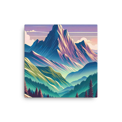 Harmonische Berglandschaft mit Schweizer Flagge auf Gipfel - Leinwand berge xxx yyy zzz 30.5 x 30.5 cm