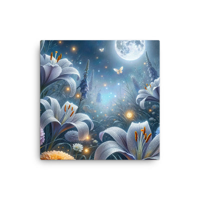 Ätherische Mondnacht auf blühender Wiese, silbriger Blumenglanz - Leinwand camping xxx yyy zzz 30.5 x 30.5 cm