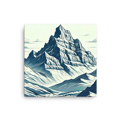 Ausgedehnte Bergkette mit dominierendem Gipfel und wehender Schweizer Flagge - Leinwand berge xxx yyy zzz 30.5 x 30.5 cm