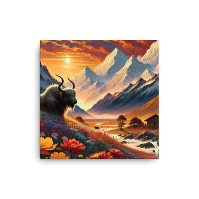 Magischer Alpenabend mit Hochlandkuh und goldener Sonnenkulisse - Leinwand berge xxx yyy zzz 30.5 x 30.5 cm