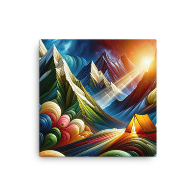 Abstrakte Bergwelt in lebendigen Farben mit Zelt - Leinwand camping xxx yyy zzz 30.5 x 30.5 cm