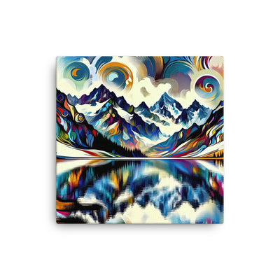 Alpensee im Zentrum eines abstrakt-expressionistischen Alpen-Kunstwerks - Leinwand berge xxx yyy zzz 30.5 x 30.5 cm