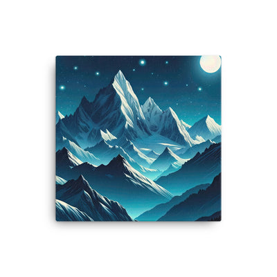Sternenklare Nacht über den Alpen, Vollmondschein auf Schneegipfeln - Leinwand berge xxx yyy zzz 30.5 x 30.5 cm