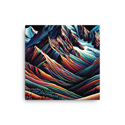 Pointillistische Darstellung der Alpen, Farbpunkte formen die Landschaft - Leinwand berge xxx yyy zzz 30.5 x 30.5 cm