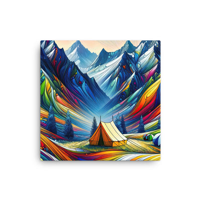 Surreale Alpen in abstrakten Farben, dynamische Formen der Landschaft - Leinwand camping xxx yyy zzz 30.5 x 30.5 cm