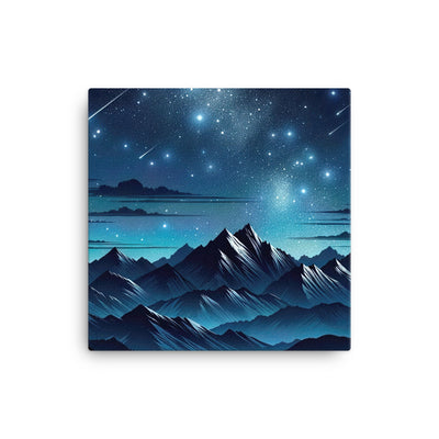 Alpen unter Sternenhimmel mit glitzernden Sternen und Meteoren - Leinwand berge xxx yyy zzz 30.5 x 30.5 cm